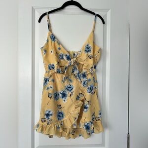 Floral Yellow and Blue Women's Romper